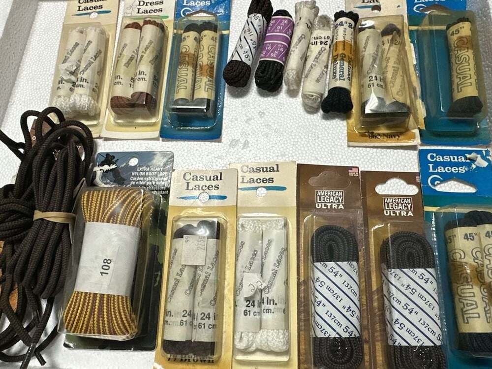 Lot of 18 Assorted Vintage  Shoe Laces Including Casual, Dress, and Boot Laces